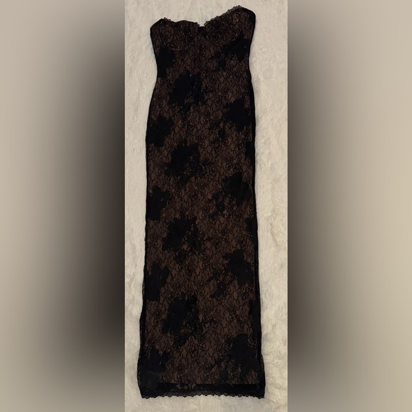 NEW House Of Cb Lucienne Strapless Stretch Lace Black Gown Sz XL - Picture 3 of 9